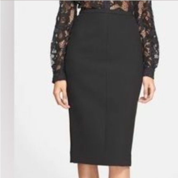 Diane von Furstenberg Woven Black Pencil Skirt Sz 10 Women - Picture 1 of 9